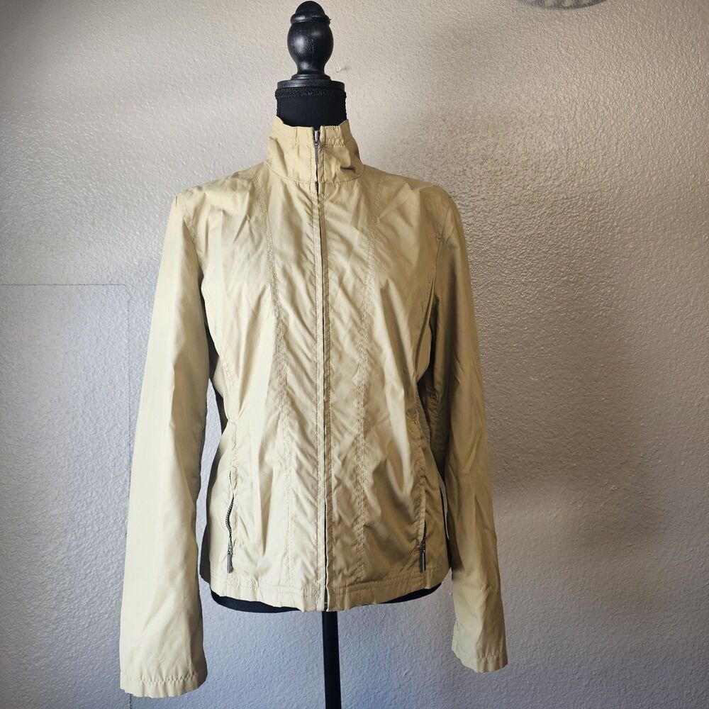Tommy Hilfiger Womens Neutral Lightweight Zip Jacket Size L Windbreaker AA616